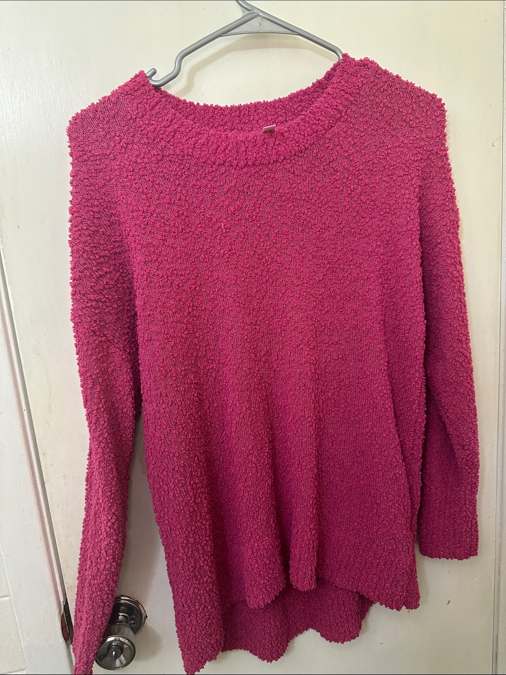 Seven7 Plush Fuchia / Bright Pink Crewneck Sweater